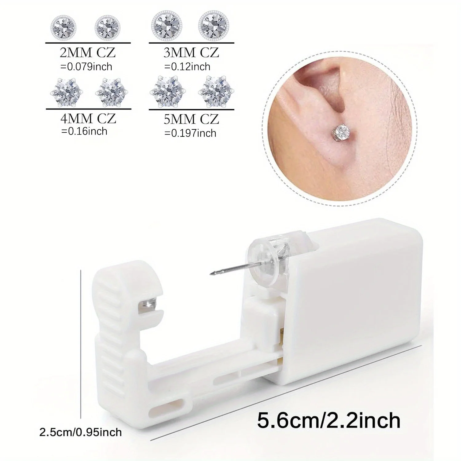 Ear Piercing Set,Disposable Piercing Guns Made of 316L Stainless Steel with Preloaded Studs, Six Waterproof Ear Covers