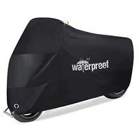 Cubierta de motocicleta solar impermeable negra para todas las estaciones, cubierta de motocicleta protección solar universal para exteriores con bolsa de almacenamiento