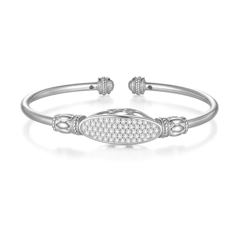 

ZFSILVER Silver s925 Fashion Luxury Trendy Moissanite Design Long Oval Bracelets Charms Women Wedding Party Jewelry Gifts B20059