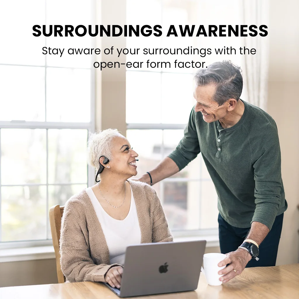 Lingo N21 - سماعة رأس لاسلكية مفتوحة الأذن مع ميكروفون ومرشح للضوضاء وقاعدة شحن، سماعات بلوتوث 5.3 للكمبيوتر الشخصي