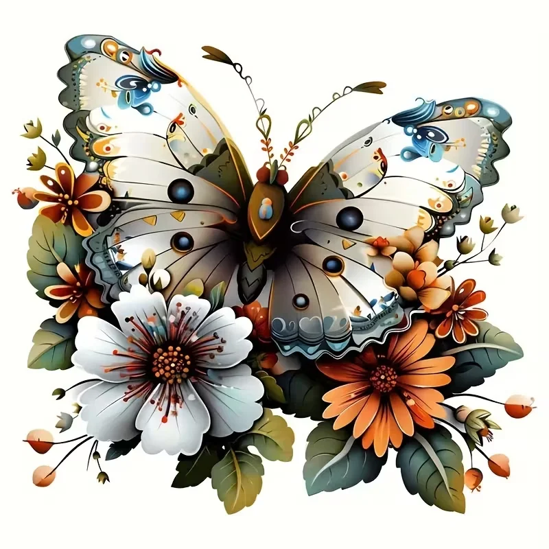 A Stunning 6-Inch Vinyl Sticker Featuring Butterflies And Flowers, Perfect for Decorating Cars, Laptops, Bottles, Trucks, Phones