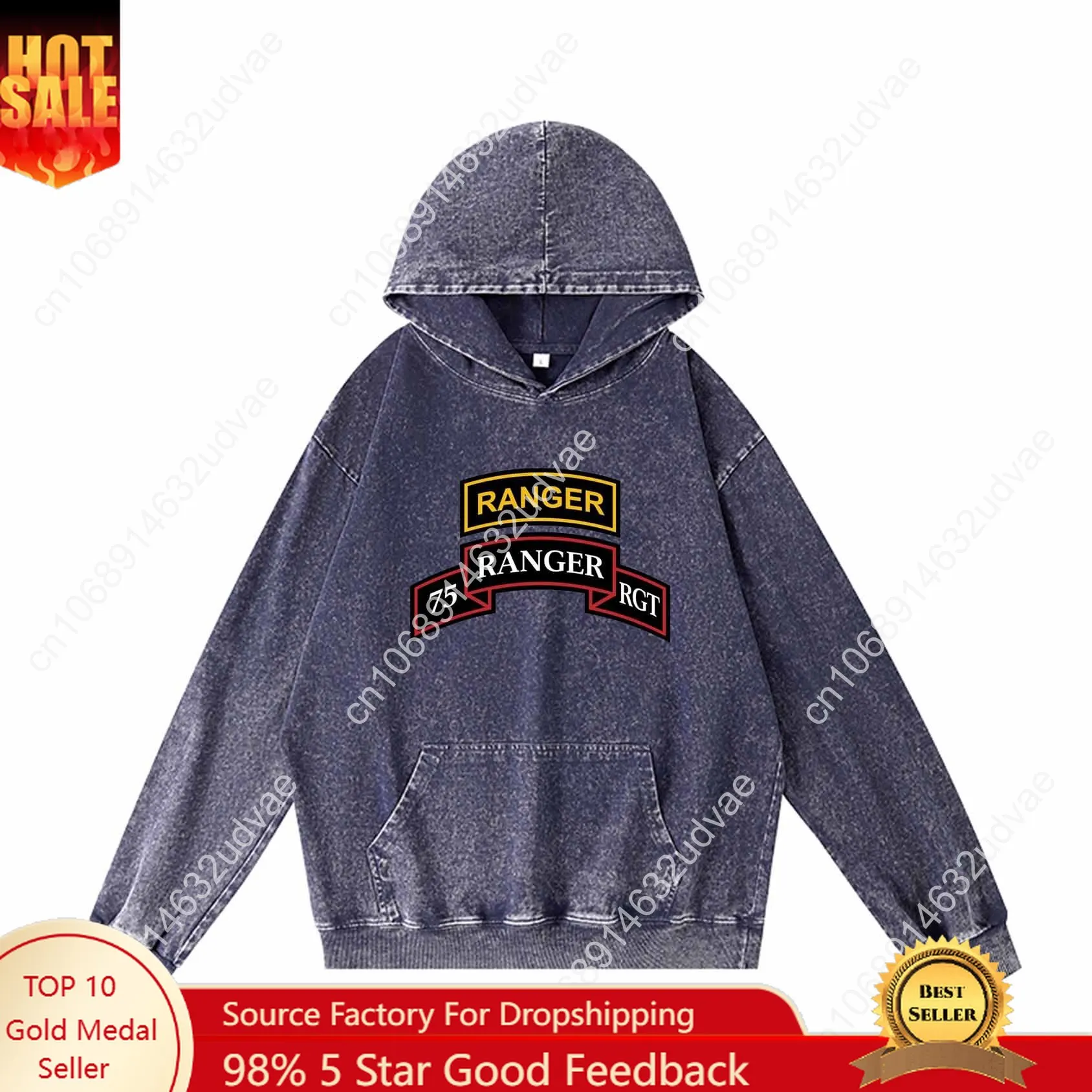 Army Ranger 75th Ranger Scroll Hoodies Retro Sweatshirt met capuchon Man Vrouw Tiener Pullover Sweatshirt met op maat gemaakte tops