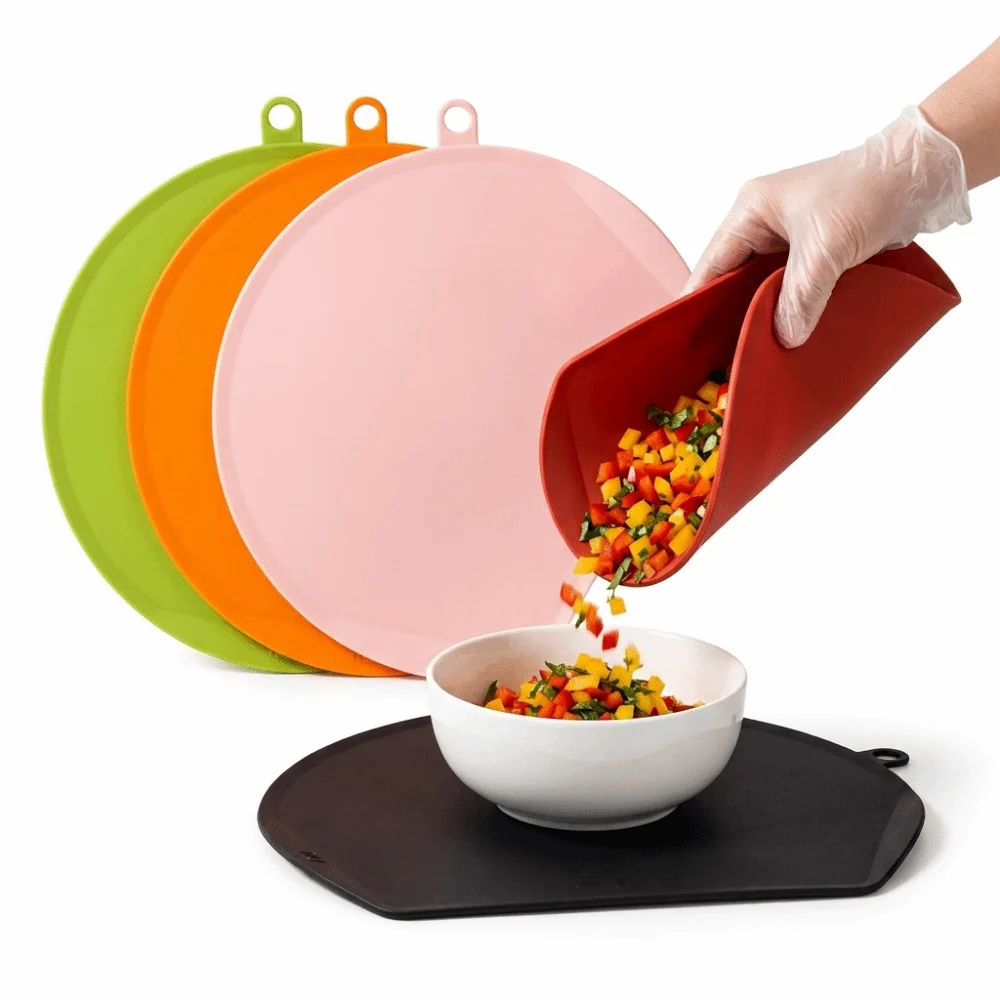 TPU Antibacterial Cutting Board Anti Mold Double Sided Chopping Board Hanging Silicone Fruit Vegetable Cutting Board Kitchen