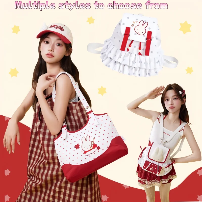 

Miffy Millennium Series Color Blocked Backpack Limited Edition Women's Fully Printed Crossbody Bag Cute Large Capacity Bag Gift