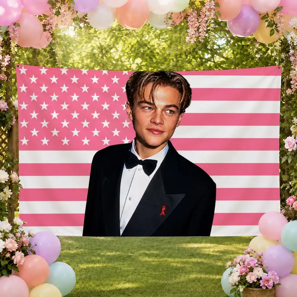 Film L-Leonardo DiCaprio Actor Flags Fan Banner Tapestry Wall Hanging Garage BarDorm Camp Party Outdoor Home Decor Gift