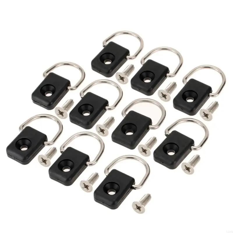 

N58B Kayak D Rings, 10Pcs Canoes Fishing Rigging D Rings Tie Down Safety Deck Loop Mounting Tie Down D Rings Kits With Screws