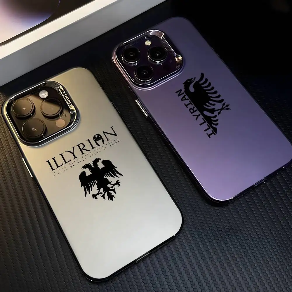 ألبانيا العلم شعار كول جراب هاتف آيفون 16 15 14 13 12 11 زائد برو ماكس متعدد الألوان أورورا الليزر للصدمات فوندا غطاء