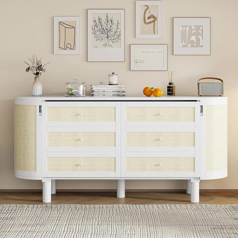 

Queen Murphy Bed with Hidden Storage & Modern Woven Design, White