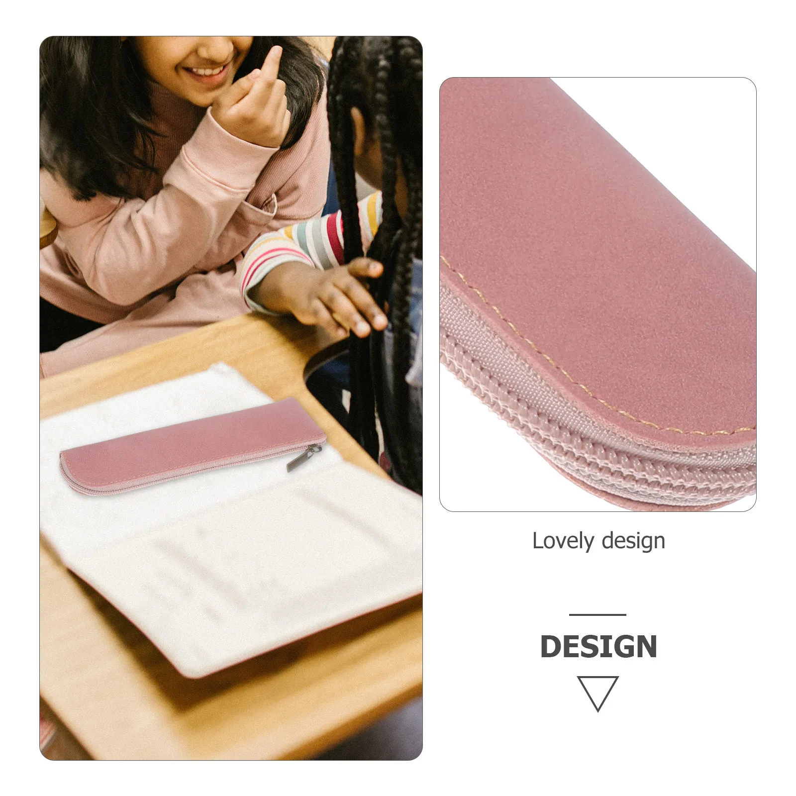 

2Pcs Pencil Cases PU Material Cute Portable Pen Bag Pencil Pouch Zipper Organizer Multi Use Pen Holder for Women