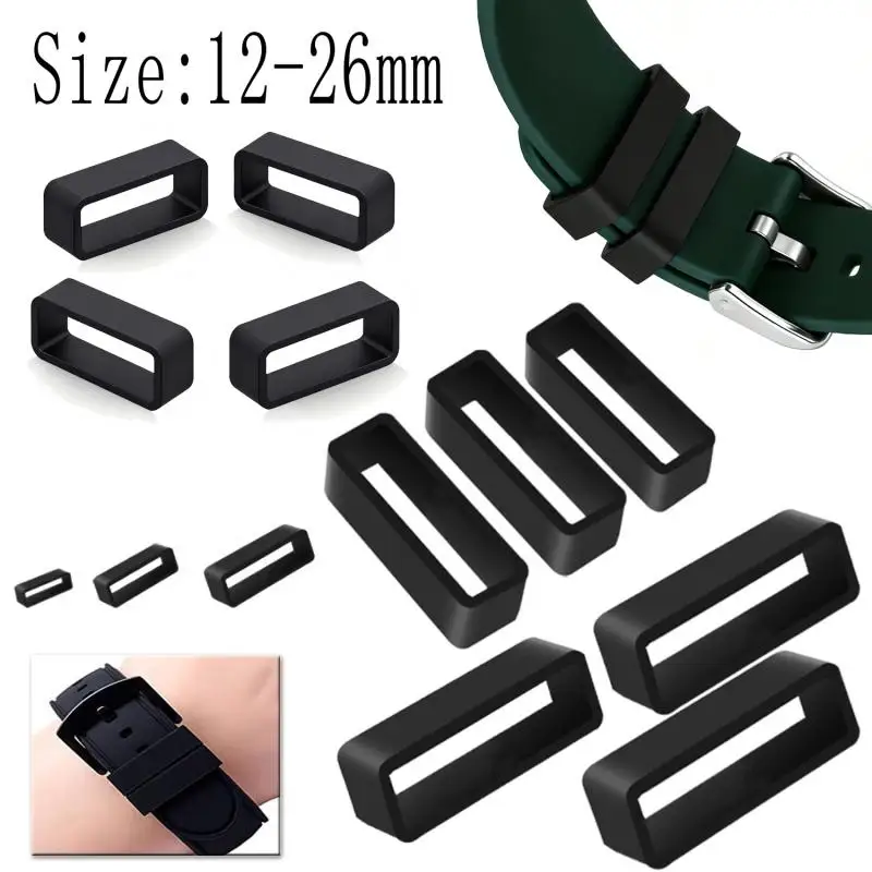 5~15pcs Silicone Watch Band Holder Loop 12-26mm, Rubber Keeper Rings for Straps to Prevent Flopping, Watchband Accessories Set