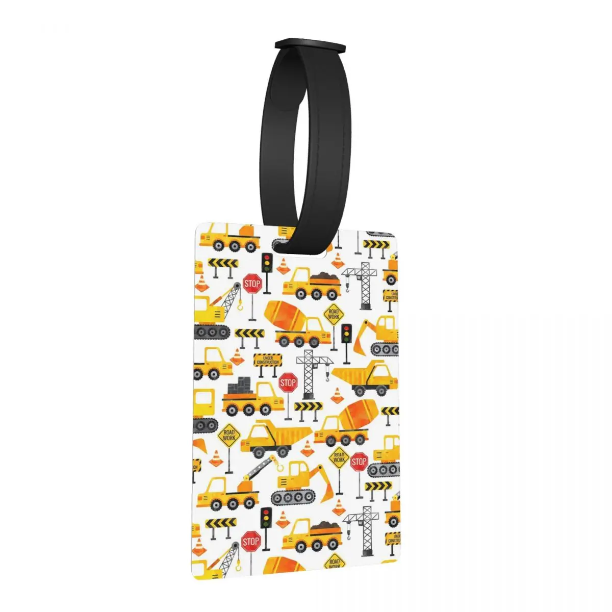 

Road Work Watercolor Construction Vehicles Luggage Tags Suitcase Accessories Travel Baggage Boarding Tag Label Holder ID Name