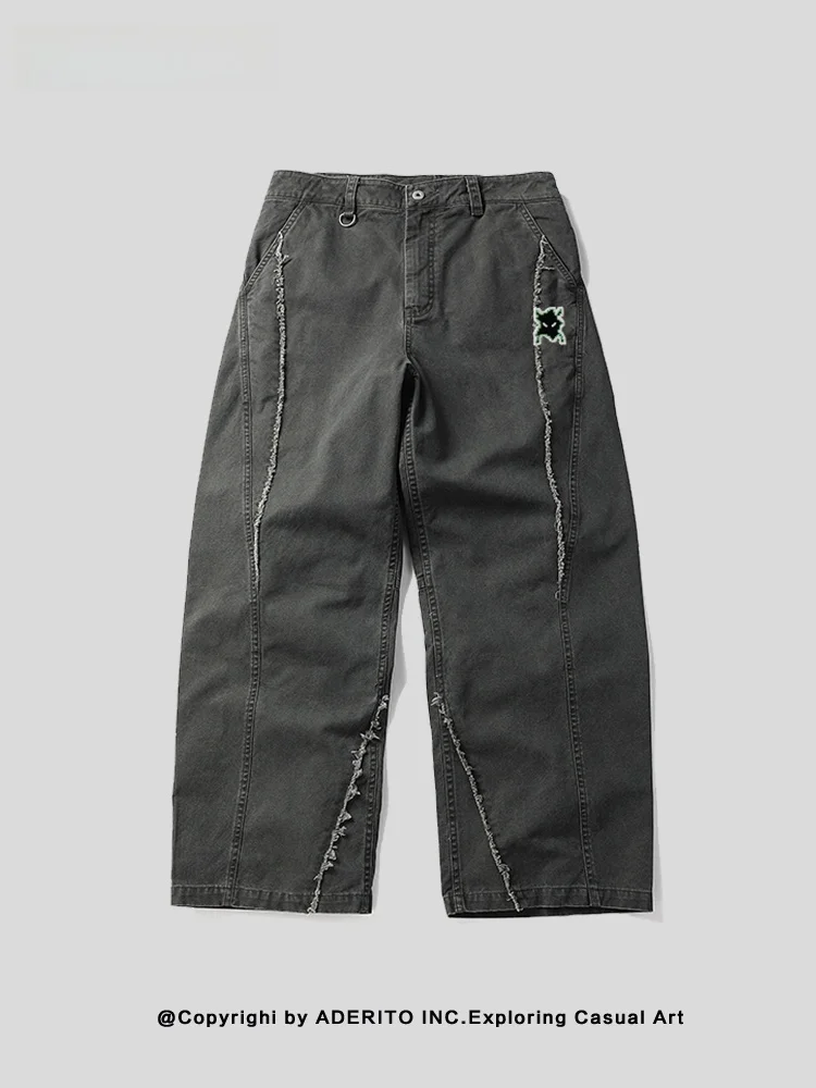 

Мужские винтажные рабочие брюки NANA Heavy Du Waed: свободные, прямые, с декоративной строчкой, повседневные, модные, для альпинизма, из хлопка