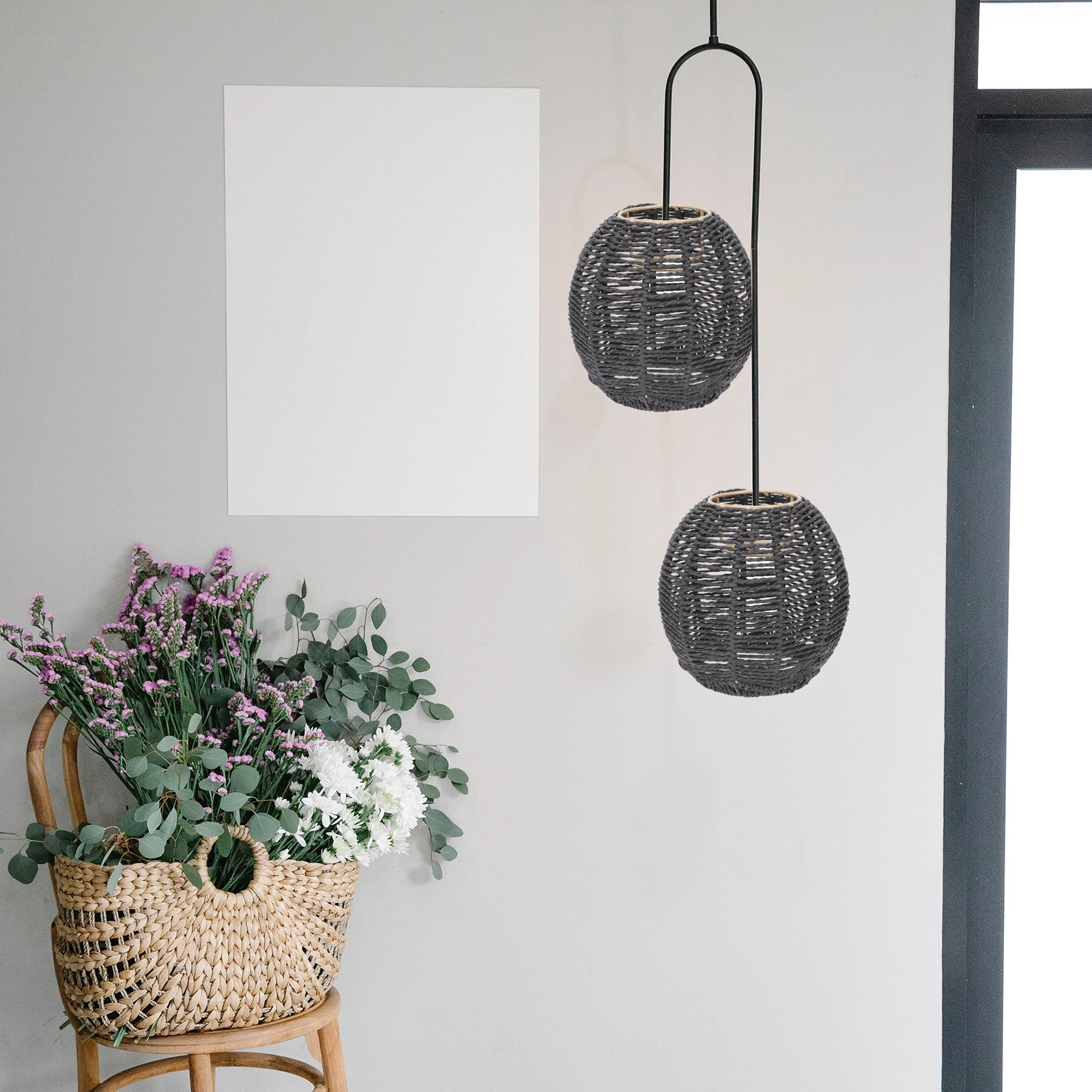 

Hanging Light Cover Home Woven Outdoor Vintage Ceiling Lampshade Handmade Wall Light Cover Modern Style Chandelier Shade Durable