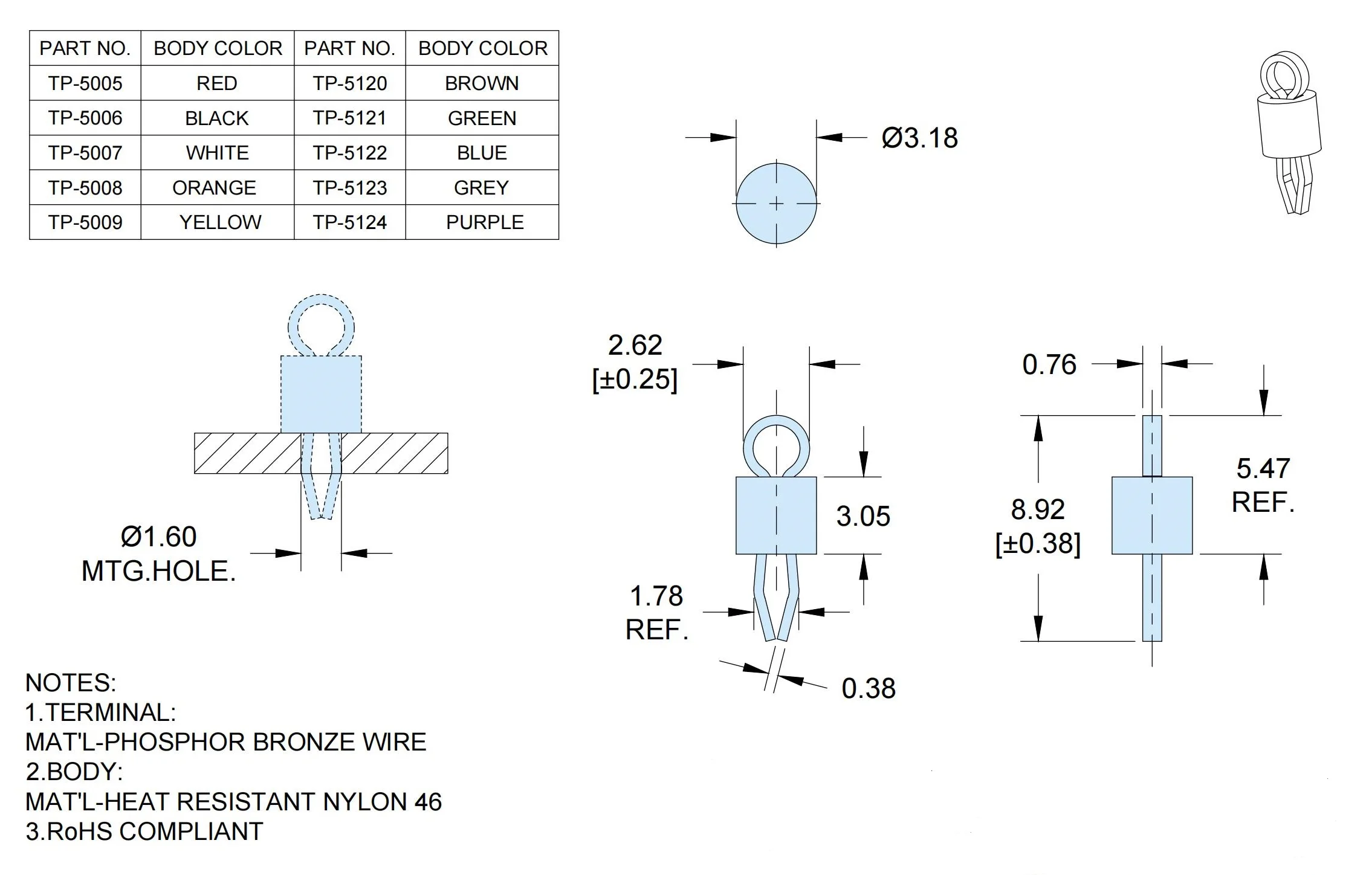 Compact THM Test Point PCB Test Points