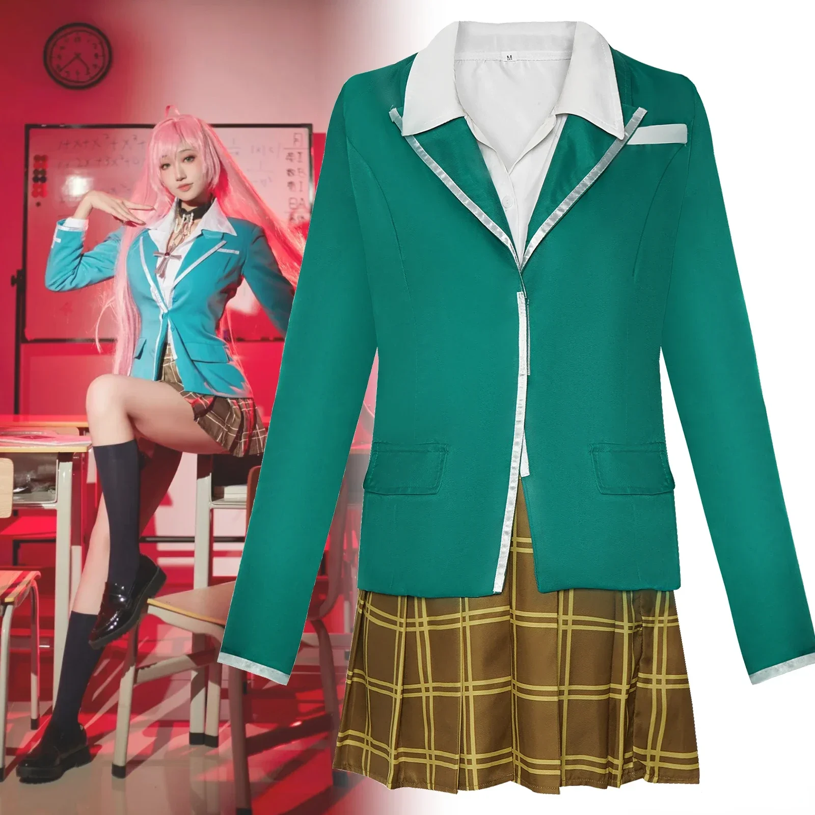 Anime Rosario to Vampire Akashiya Moka Cosplay Costume Adult Women High School Uniform Full Set JK Suit Halloween Party Outfits