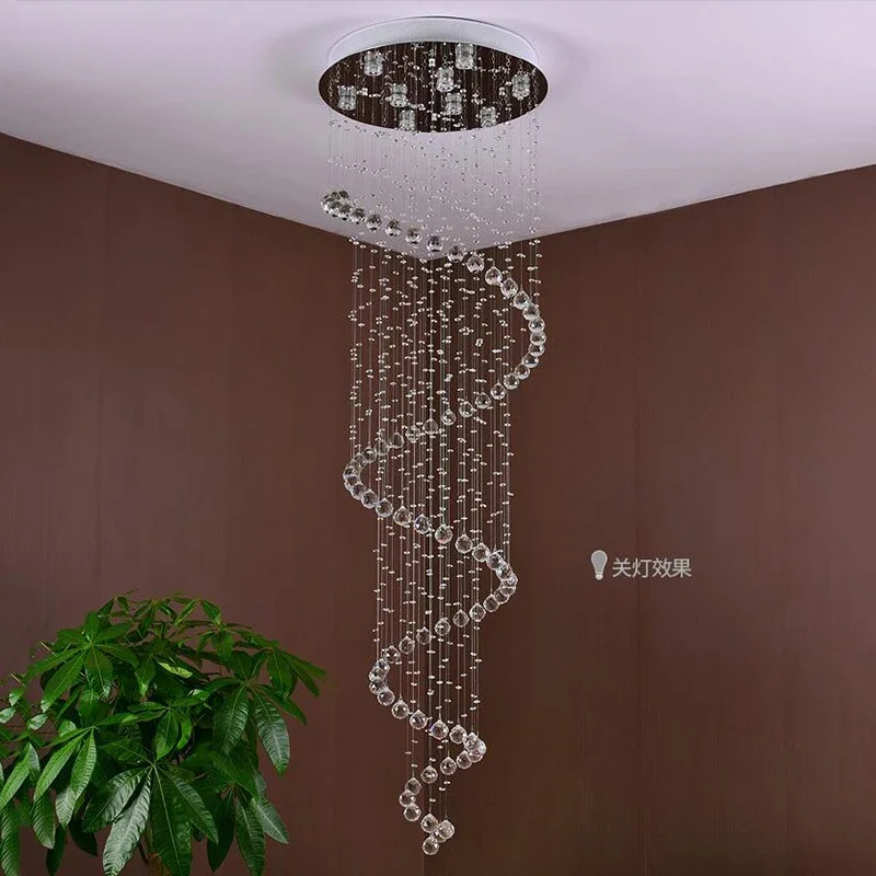 Imagem -03 - Jmmxiuz-large Long Spiral Crystal Chandelier Stair Lighting Fixture para Staircase Rain Drop Pending Lamp Grande