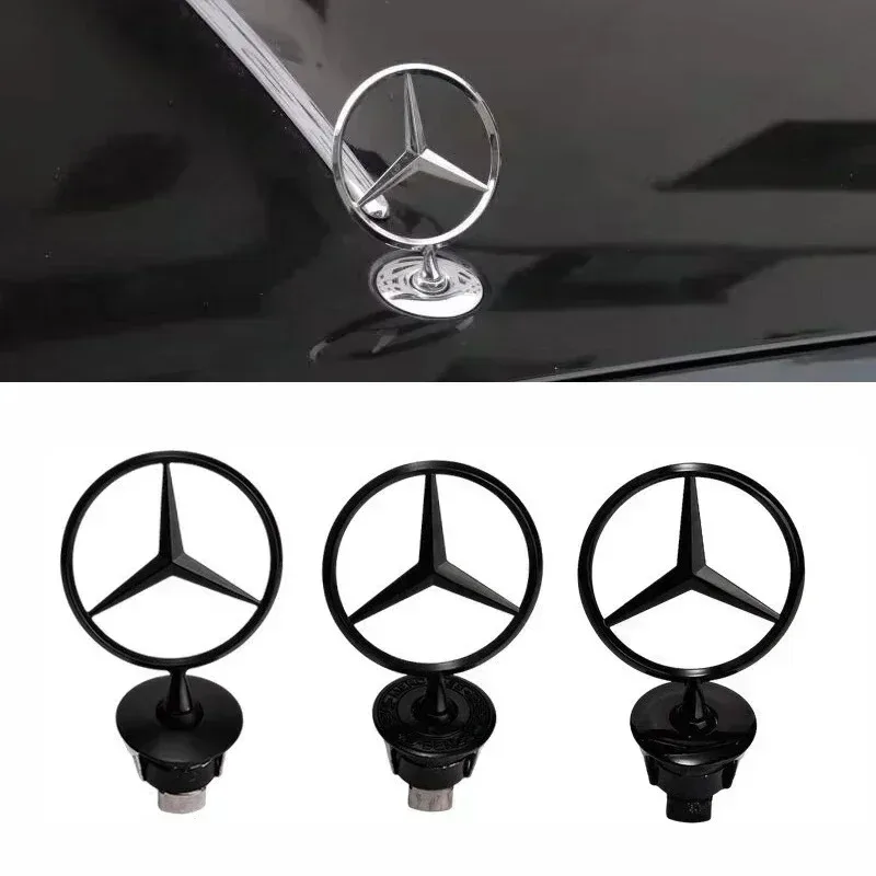 3D Car Front Bonnet Hood Emblem Round Zinc Alloy Badge For Mercedes Benz C E S Class W204 W205 W212 W213 W211 W220 W222 W223