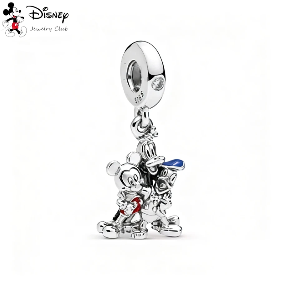 MINISO 2025NEW ديزني لتقوم بها بنفسك صنع أفلام الرسوم المتحركة أنيمي ميكي ماوس ، غرزة استرخى خرزة ساحرة تناسب سوار الفضة الأصلي مجوهرات