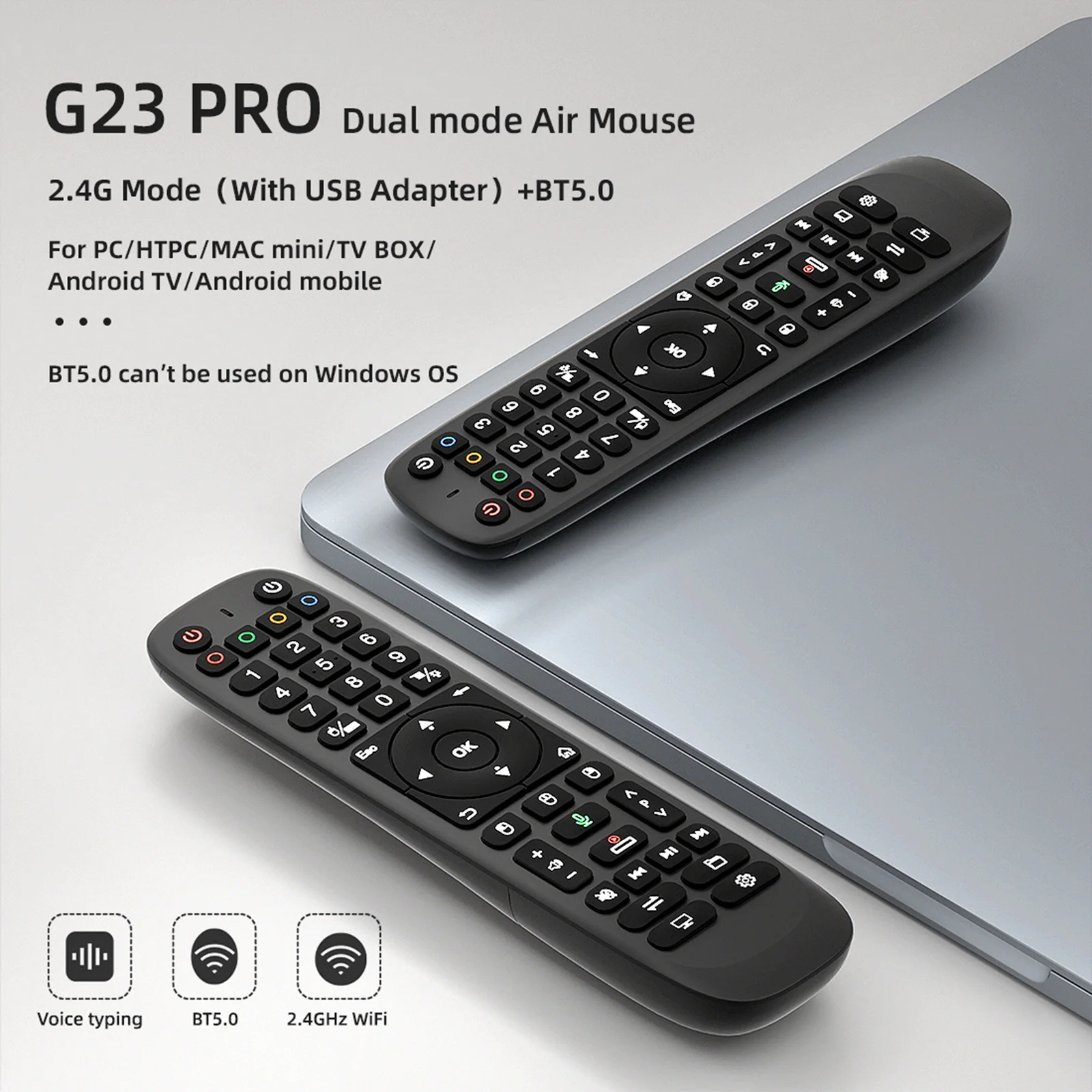 G23 PRO Air Mouse 2.4G/BT Dual Mode Universal Remote Control 44 Keys IR Learning RF Remote Gyroscopic Sensing For Android TV Box