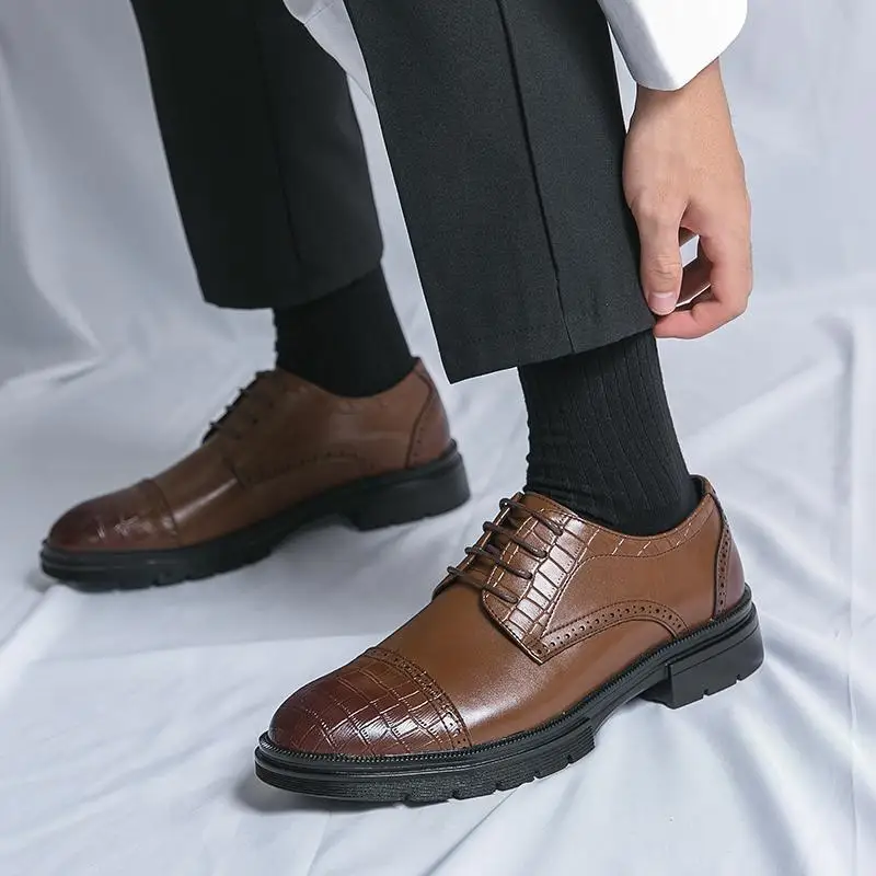 Business Men's Party Casual Leather Men's Sports Cargo  Labor Protection Office Social  Derby Shoes