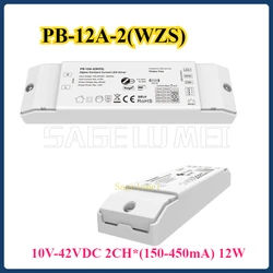 PB-12A-2 10-42VDC 2CH150-450mA 12W Constant Current LED Driver Controller Zigbee3.0 TuyaAPP Cloud Adjust CCT Downlight Spotlight