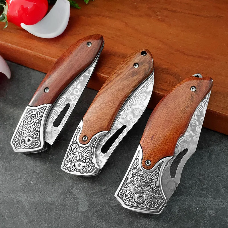 Damascus Steel Kitchen Folding Multi Purpose Knife Fruit Knife Handle Meat Knife Beef and Mutton Peeling Knives