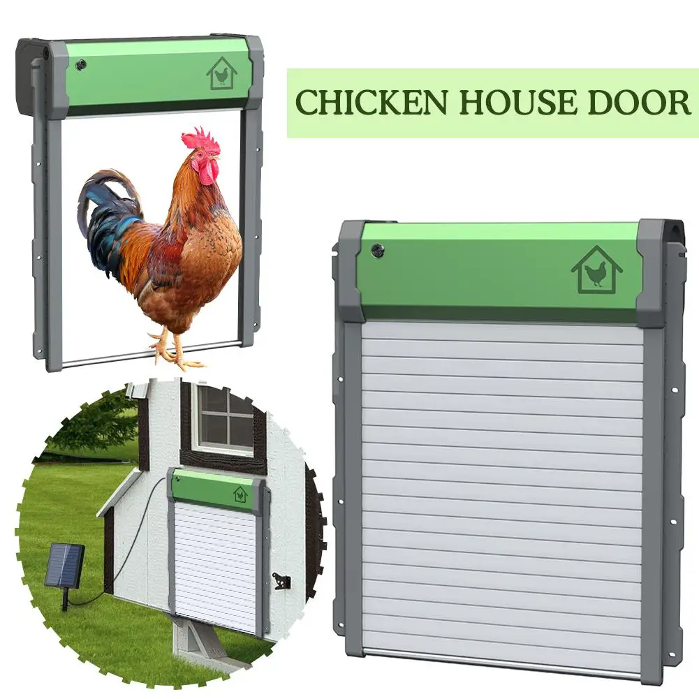 Solar Chicken Coop Door Automatic Chicken Door USB Remote Light Manual Timer Charging Chicken Door Control Sensor Auto Mode T2Q3