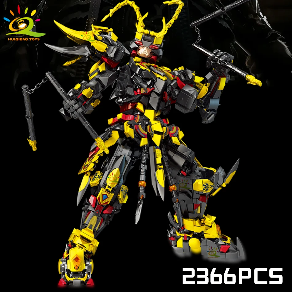 HUIQIBAO Black Myth Wukong Mech Model Building blocks DIY Destiny Man Armor Robot Set Decorative ornaments Bricks Toys for Adult