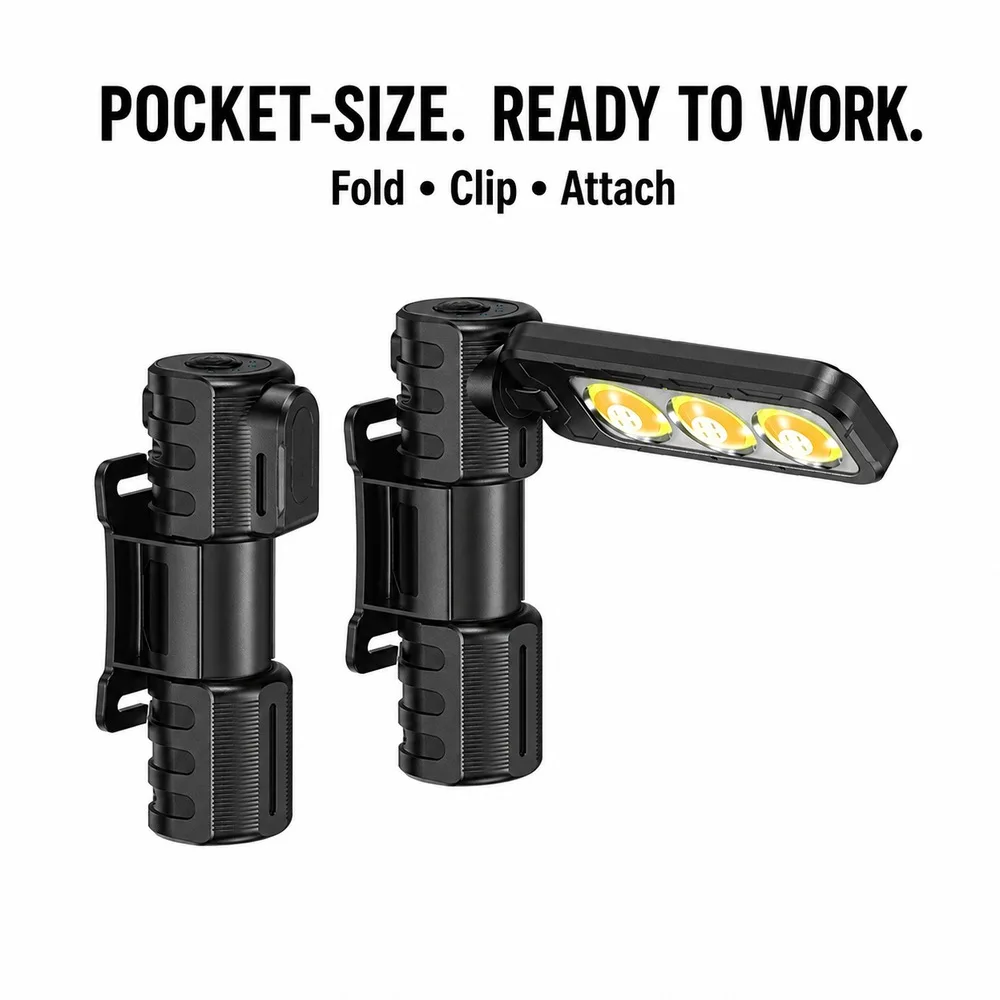 GZ-5108 Portable Magnetic Work Light 180 Degree Folding COB Lamp USB Rechargeable Headlamp for Auto Repair Camping Inspection