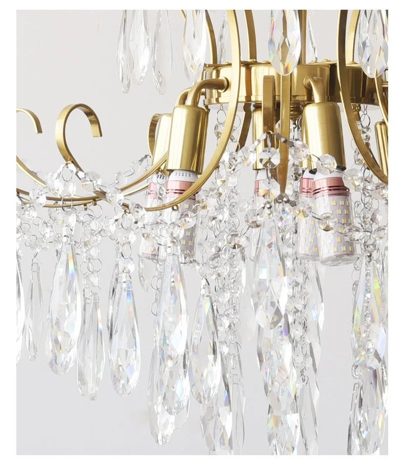 French Royal Crystal E14 LED Pendant Lights Bedroom Romantic