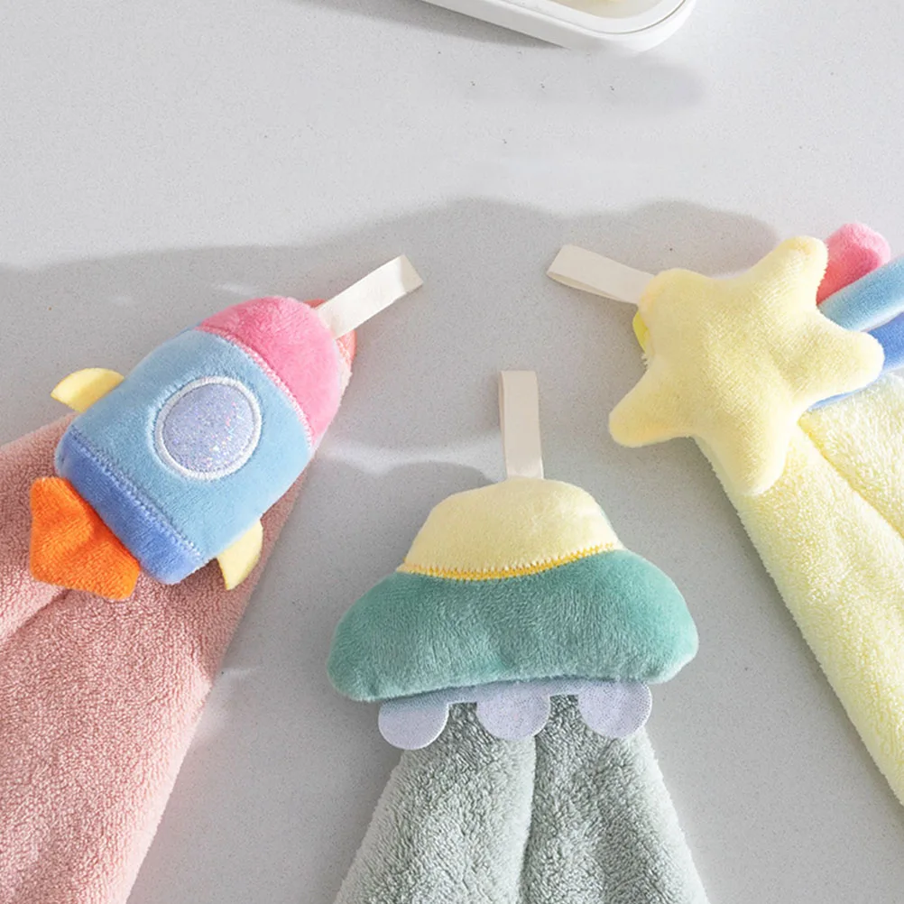 

3Pcs Hanging Towel Soft Absorbent Hand Towel for Kids Quick Drying Portable Face Washcloth Nursery Bath Cloth Washcloth