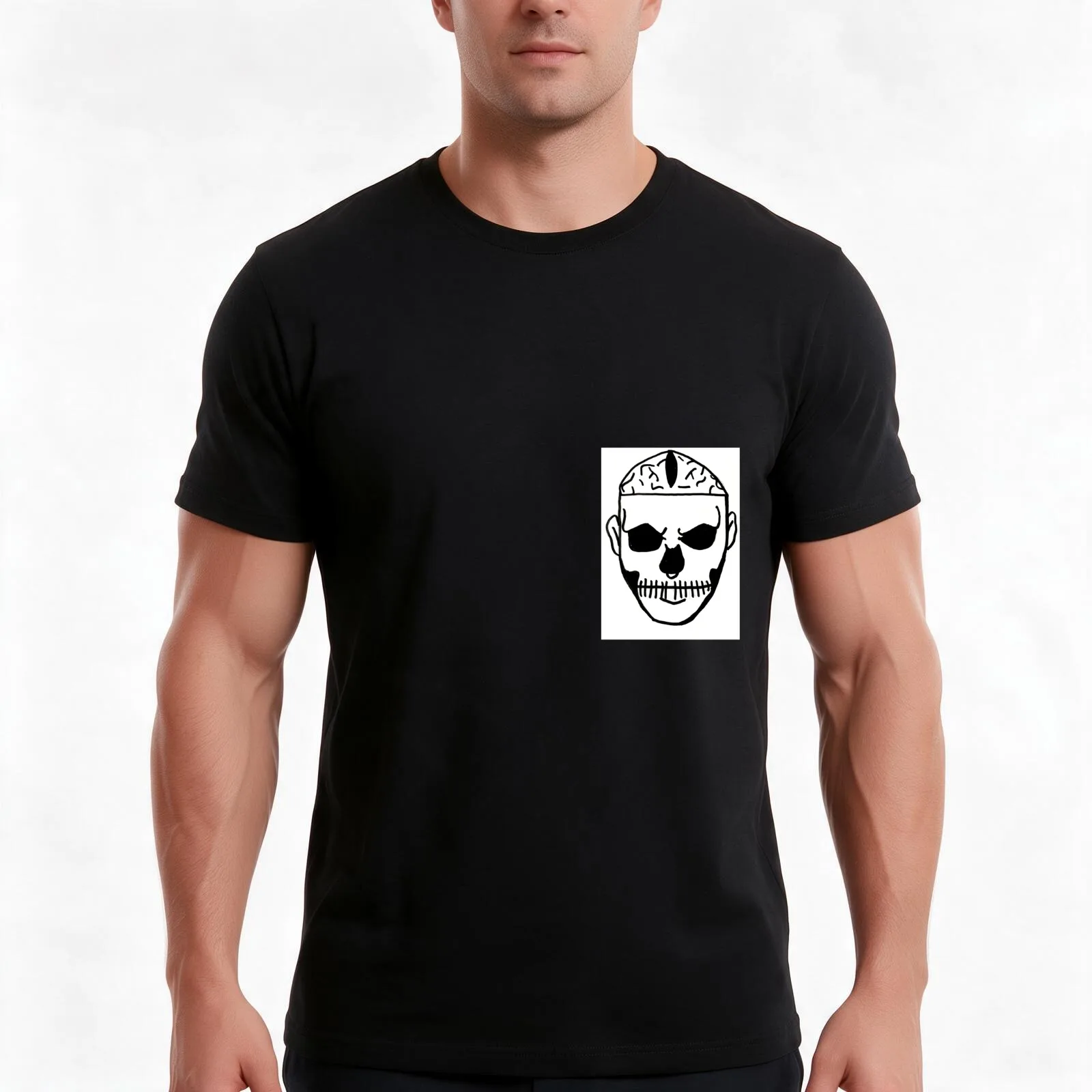 Rick genest T-Shirt, Summer Casual Cotton Tee, Oversized Streetwear Tops, Vintage Graphic Print, Loose Fit Short Sleeve