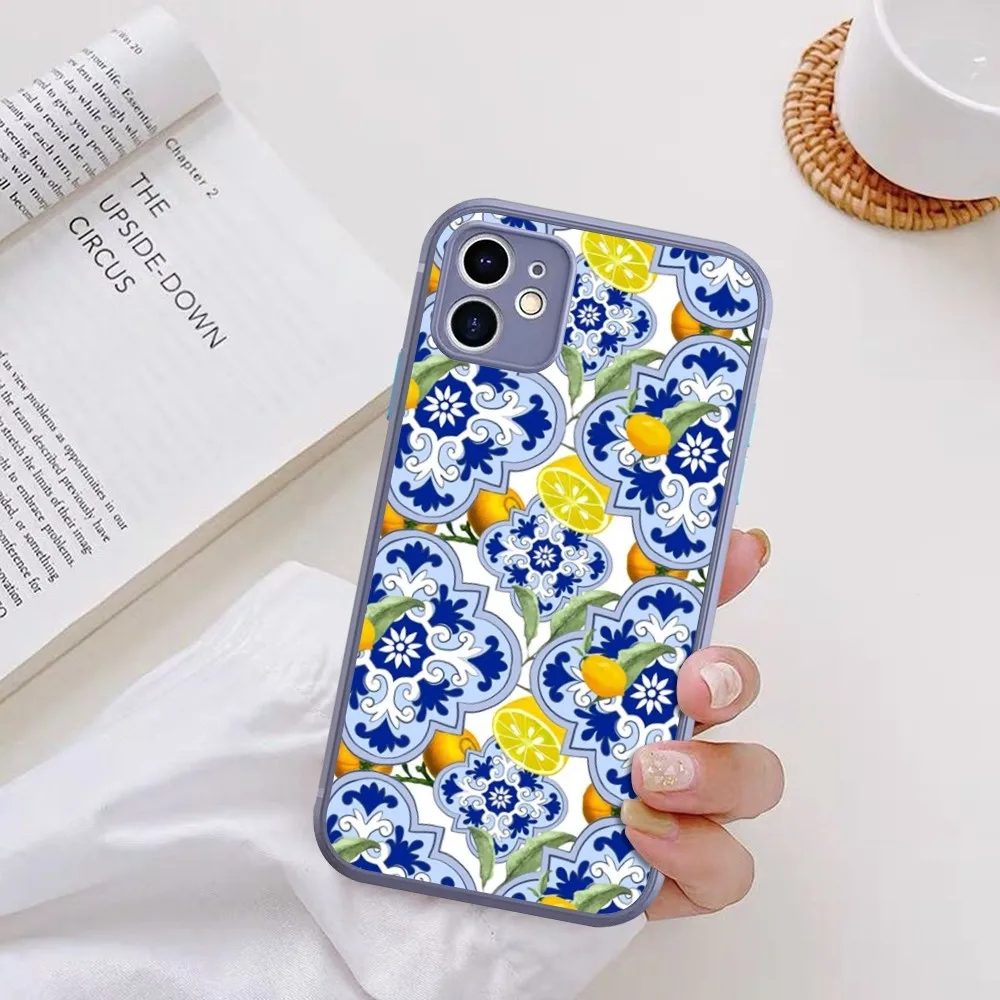 Mediterranean Lemon Phone Case For IPhone 14 X XR XS 7 8 Plus 11 12 13 Pro MAX 13mini Matte Shockproof Case