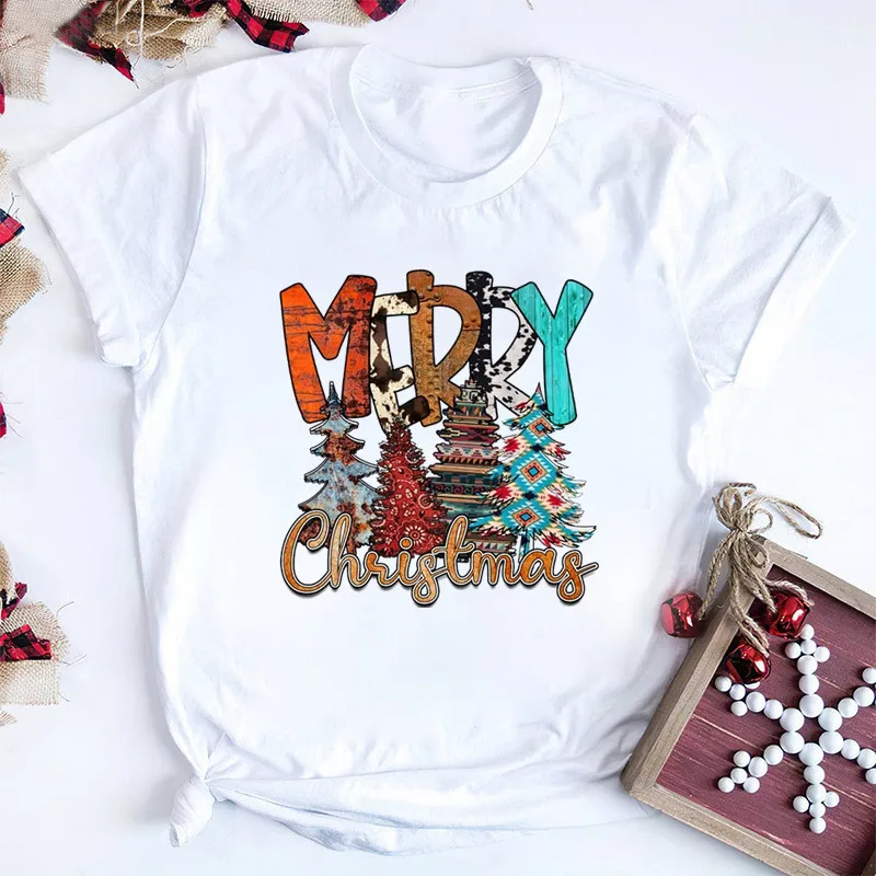 

Women Fashion Christmas Gnome Tree Letter Print T-Shirt Summer Casual T Shirt Harajuku Soft Short Sleeve Round Neck Tops