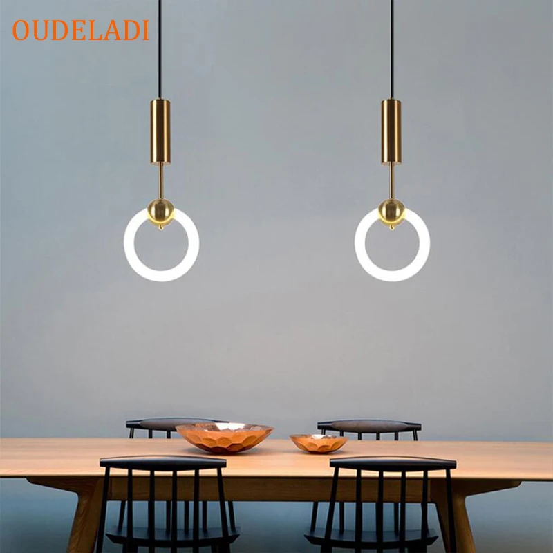 

Nordic Ring pendant lights Gold Indoor lighting Fixture Cafe Restaurant Home decor Kitchen Island Luminaire Bedside Hanging lamp