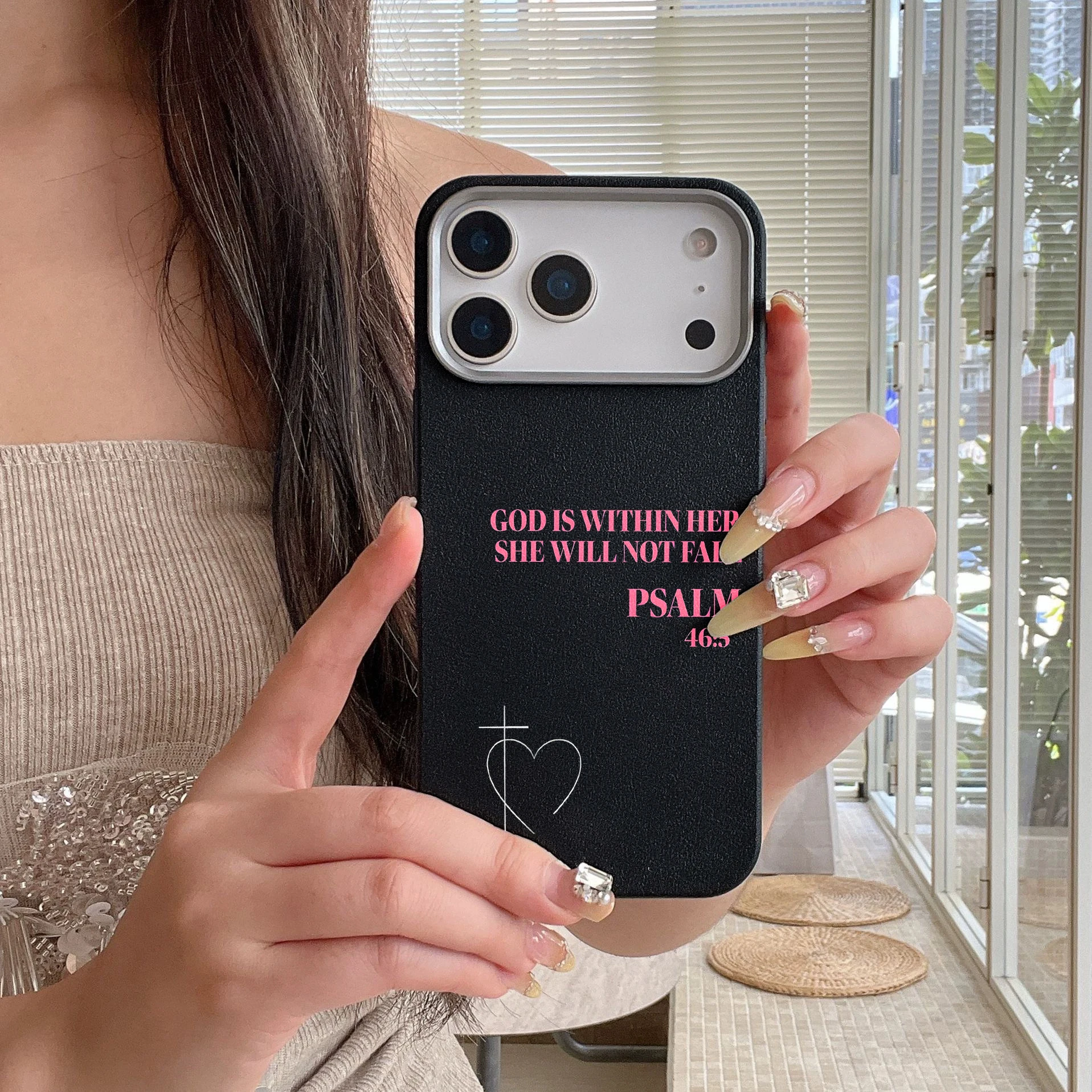 Luxuriöse PSALM Bibel Frauen Kreuz Hülle für iPhone 16 Pro Max Hüllen iPhone 17 11 12 13 ProMax 14 15 16 Plus 8 XS XR Stoßfeste Schutzhülle – Detail 3