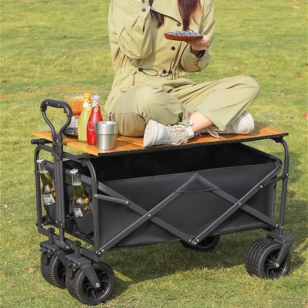 عربة نزهة محمولة للتخييم والشواء قابلة للطي مع سطح طاولة قابل للإزالة مناسبة لكشك سوق النزهات الخارجية #4