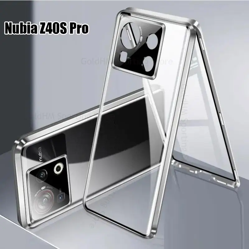 

For ZTE nubia Z40S Pro Magnetic Adsorption Tempered Glass Case For Nubia Z40 Pro 360 Double-Sided Lens Film Protector Flip Case