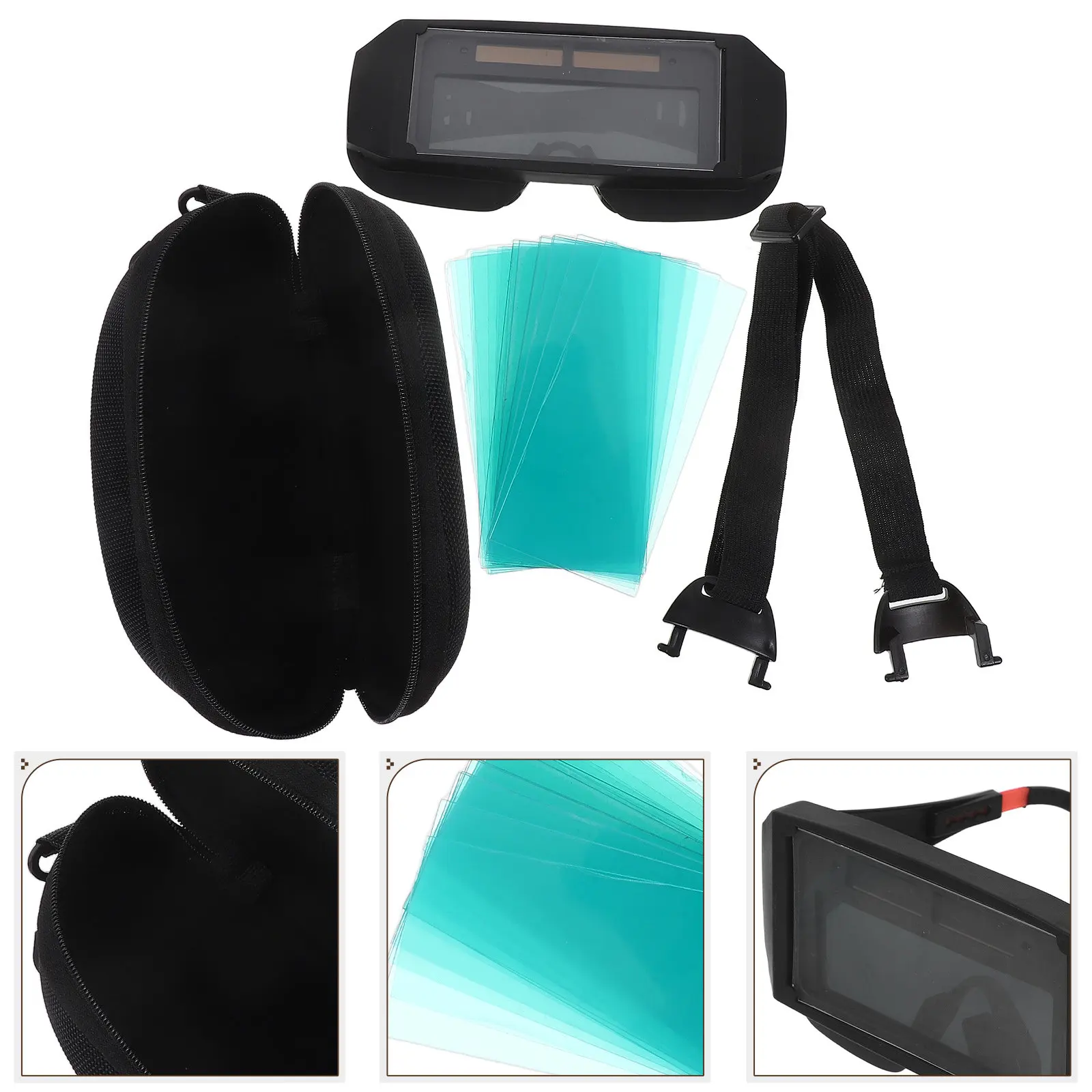 

1Set Auto Darkening Welding Goggles Lightweight Wrap-Around Frame for Arc Tig Mig Mma Plasma Welding Heat Impact Resistant