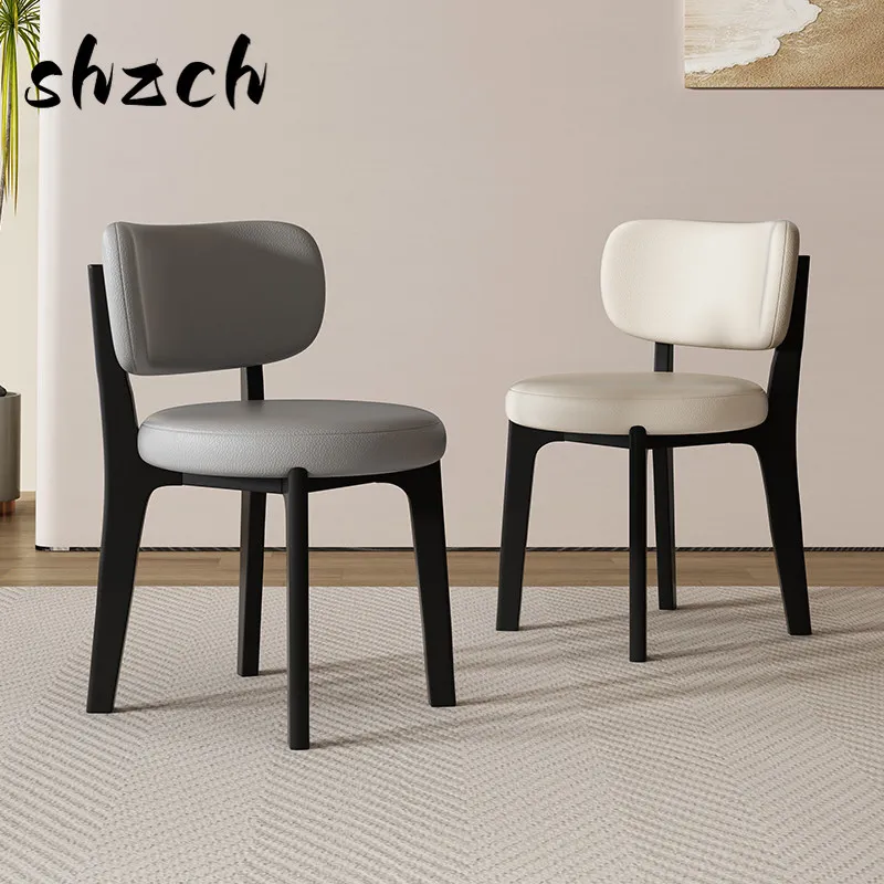 Solid Wood Living Room Simple and Modern Dining Chair Household Bedroom Backrest Chair Cream Style Office Dining Table Chair
