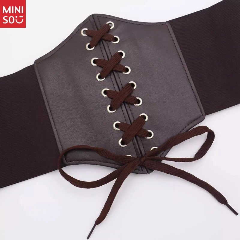 Miniso Ceinture corset médiévale pour femme, robe gothique à lacets et accessoire élastique