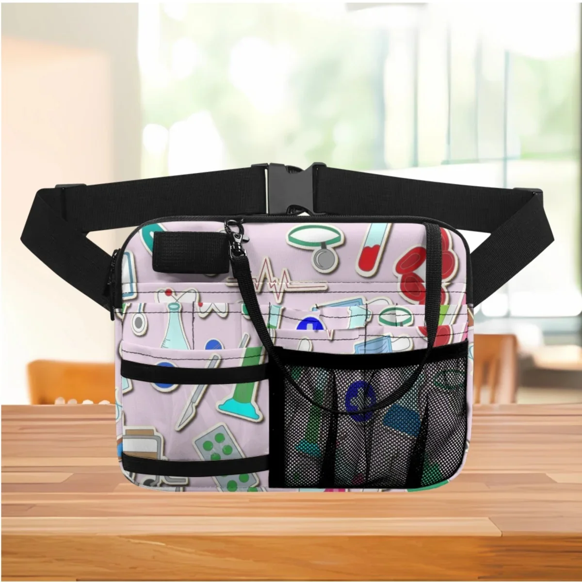 

Medical Chemical Tools Printing Waist Bag Multi-Pockets Adjustable Hospital Work Portable Belt Bag For Stethoscope Medicine New