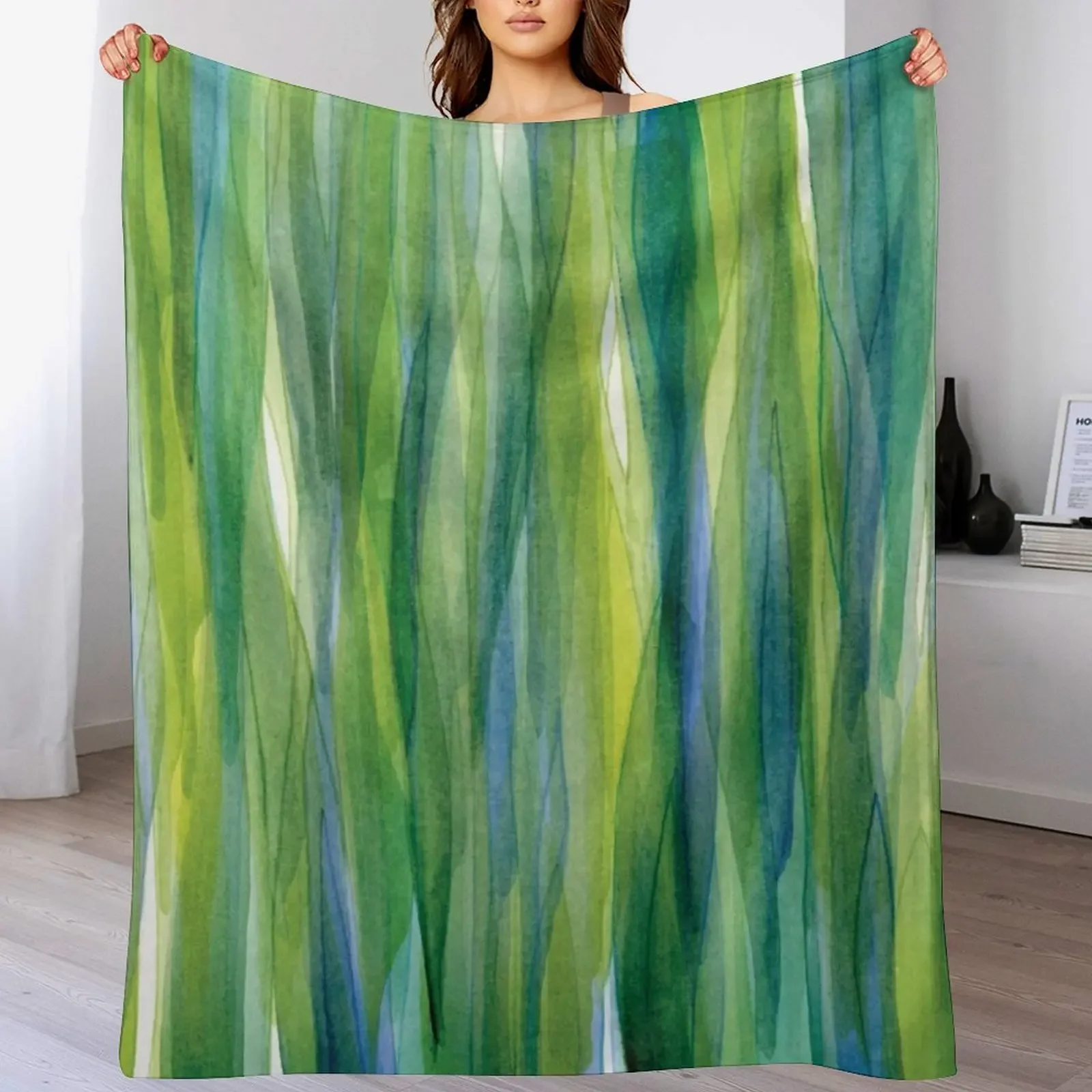 Green Blue Sea Glass Throw Blanket warm for winter Personalized Gift Blankets