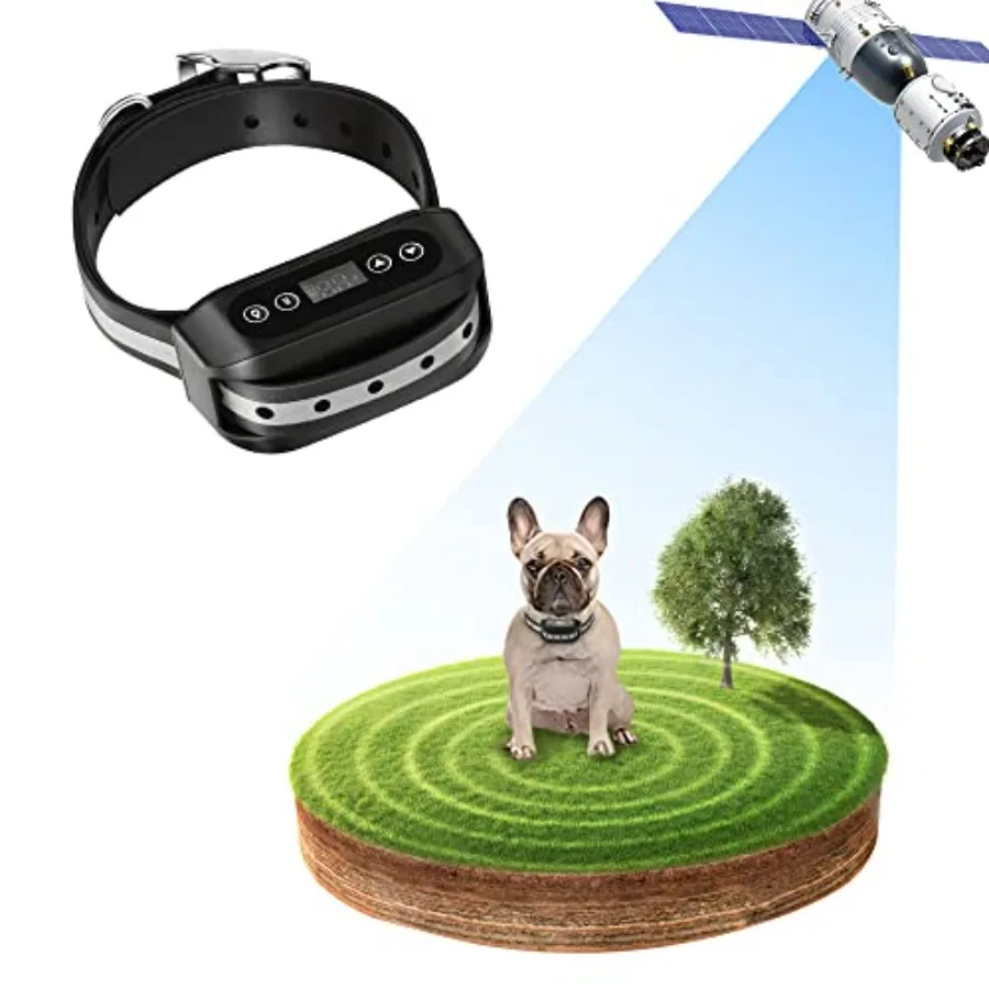 

GPS Wireless Dog Fence System for outdoor pet containment black waterproof rechargeable collar receiver satellite technology bo