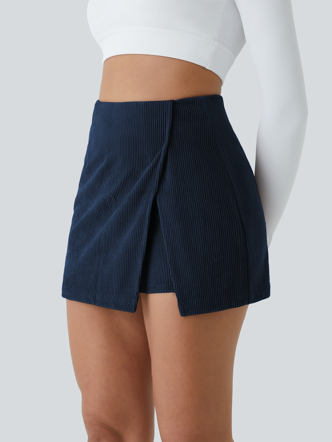 Spring and Autumn New Soft Corduroy Fabric Women's Asymmetric Wrap Culottes Slit Hem Culottes
