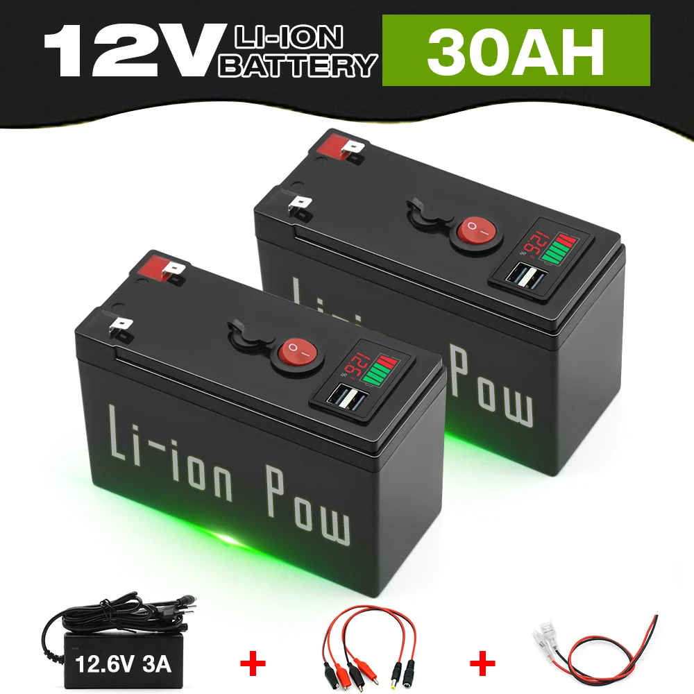 

12V 30Ah Lithium LiFePO4 Deep Cycle Battery, 4000+ Cycles Rechargeable Battery for Solar/Wind Power,Small UPS,Lighting,and More