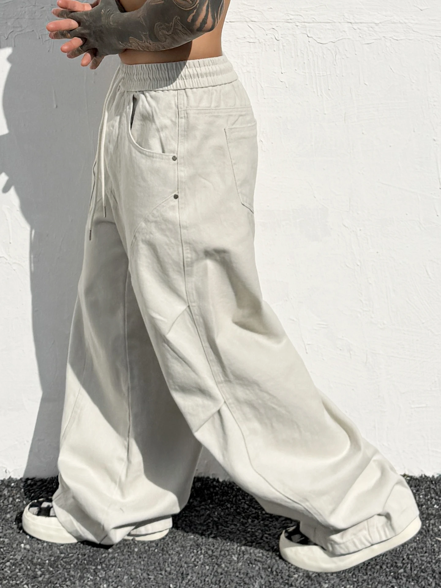 

Trendy Artistic 2026 New Men's Loose Wide Leg Casual Pants Draped Workwear Straight Tube Long Trousers Neutral Sle Cotton