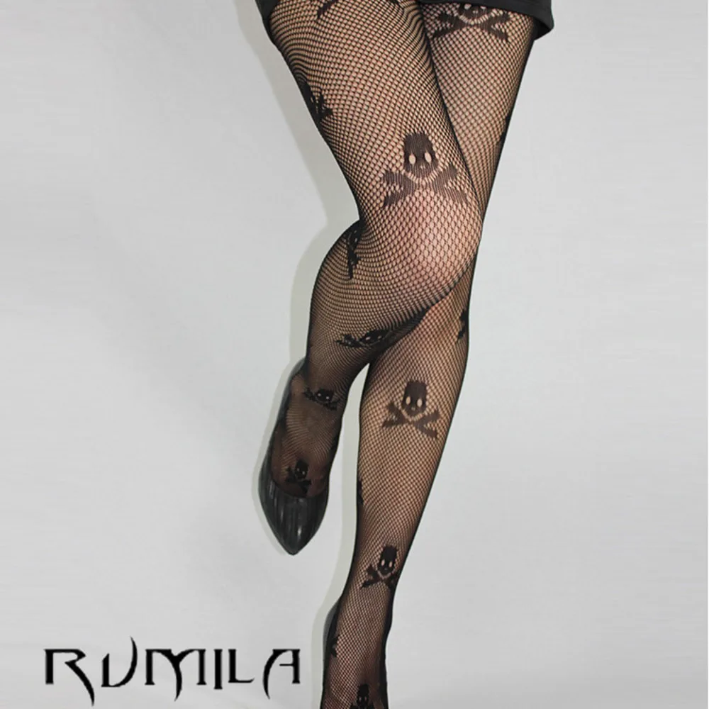 

Fashion Womens Lady Girls Black Sexy Fishnet Pattern Jacquard Stockings Pantyhose Tights skull Woman 1pcs dww34