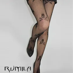 Fashion Womens Lady Girls Black Sexy Fishnet Pattern Jacquard Stockings Pantyhose Tights  skull Woman 1pcs dww34
