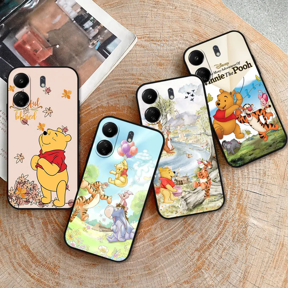 Disney Winnie The Pooh Tigger Piglet Case For Redmi 14C 13C 12 12C 10 10C 9 9A 9C 8 8A A2Plus A1 K60 K40 Ultra Pro Black Cover